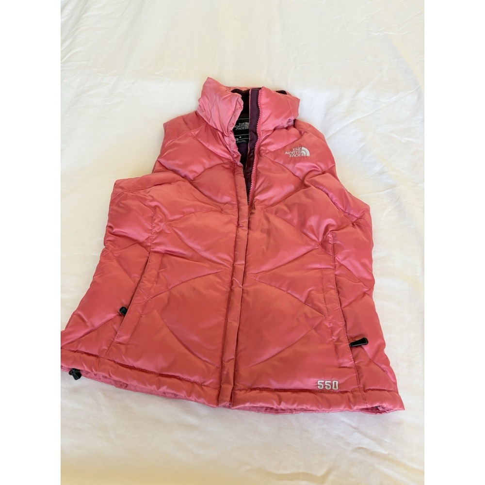 The North Face Puffer  Vest Women's Small 550 Fill Down  Pink Full Zip EUC